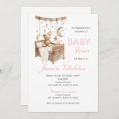 赤スペインのちゃんシャワー招待状ベアーガール 招待状 (正面/裏面)