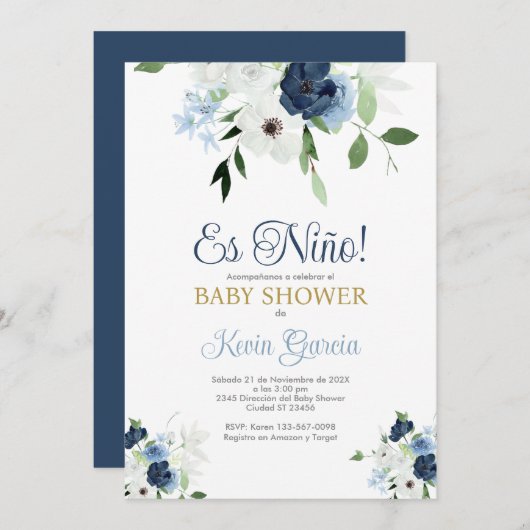 赤スペインのちゃんシャワー 招待状 (正面/裏面)