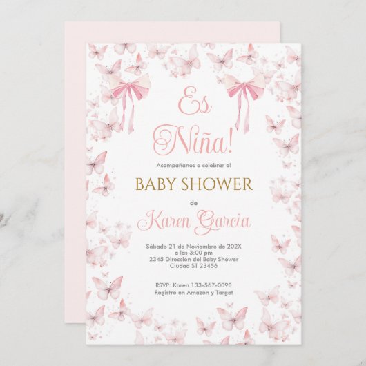 赤スペインのちゃんシャワー 招待状 (正面/裏面)