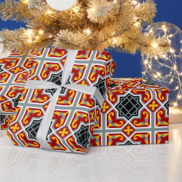 赤スペインのと黄色の八角形 ラッピングペーパー