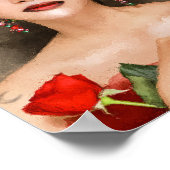 赤スペインのデジタルアートの女性 ポスター (角)