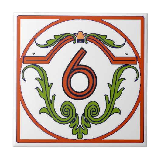 赤スペインの文字6 タイル (正面)