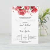 赤スペインの花結婚式招待状 招待状 (スタンド正面)