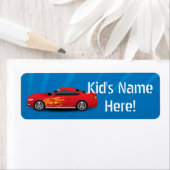 赤スポーツカーキッズボーイズスクールクラスルームのシール ラベル (インサイチュ)