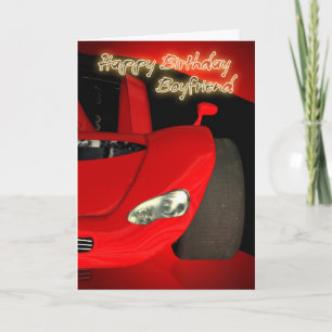 赤スポーツカー付ボーイフレンド誕生日カード カード