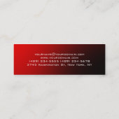 赤スリムユニークパーソナルトレーナー名刺 スキニー名刺 (裏面)