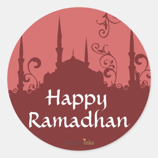 赤スワールモスクのシール ラウンドシール (正面)