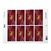 赤スワール金ゴールド宝石結婚付きワインラベル ラベル (フルシート)