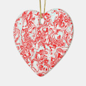 赤セラミックハート セラミックオーナメント (左)