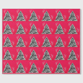 赤ゼブラクリスマスツリー ラッピングペーパー (フラット)