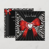 赤ゼブラストライプ 黒 バースデーパーティー2 招待状 (正面/裏面)