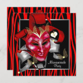 赤ゼブラマスクレッドマスカレードパーティー 招待状 (正面/裏面)