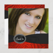 赤ゼブラ写真甘い16誕生日パーティー 招待状 (正面/裏面)