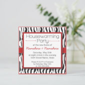 赤ゼブラ印刷引っ越し祝いパーティーパーティの招待状 招待状 (スタンド正面)