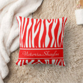 赤ゼブラ印刷(カスタム文字) クッション (ブランケット)
