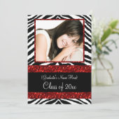 赤ゼブラ輝く女子卒業式パーティー 招待状 (スタンド正面)