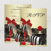 赤ゼブラ ハイヒール シューズ 赤ゼブラ パーティー RSVP (正面/裏面)
