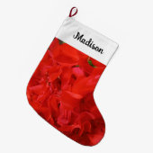 赤ゼラニウム花の名前をカスタムする ラージクリスマスストッキング (正面 (吊り時))