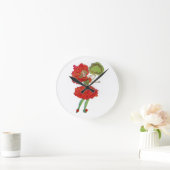 赤ゼラニウム花妖精の時計 ラウンド壁時計 (ホーム)