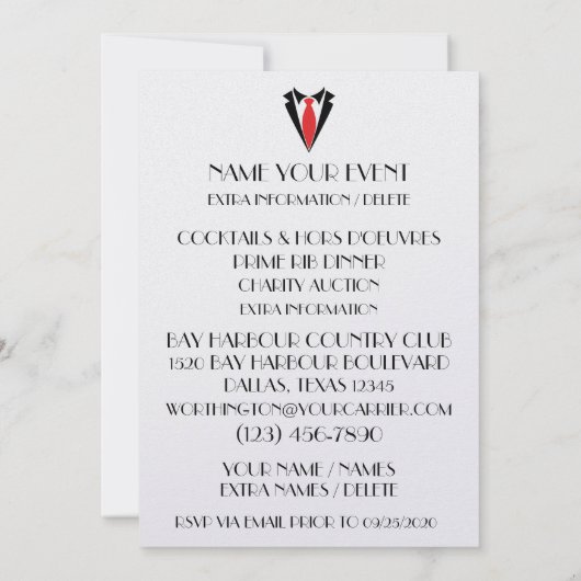 赤タイのディナー 招待状 (裏面)