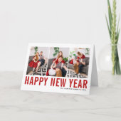 赤タイポグラフィフォトコラージュ新年 シーズンカード (正面)