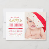 赤タイポグラフィベビーの休日出産発表 シーズンカード (正面)