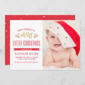 赤タイポグラフィベビーの休日出産発表 シーズンカード (正面/裏面)