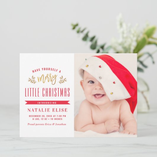 赤タイポグラフィベビーの休日出産発表 シーズンカード (スタンド正面)