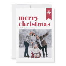 赤タイポグラフィ雪片メリークリスマスフォト