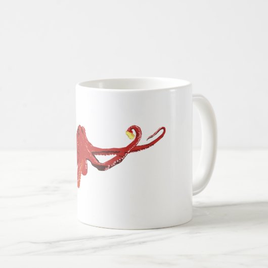 赤タコのビール愛好家 コーヒーマグカップ (正面右)