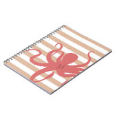 赤タコのモダンビーチ白ストライプの砂 ノートブック (左側)