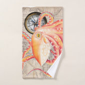 赤タコのヴィンテージマップCompass Marine バスタオルセット (ハンドタオル)