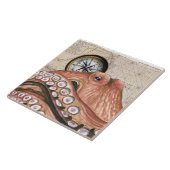 赤タココンパスヴィンテージマップのベージュ タイル (側面)