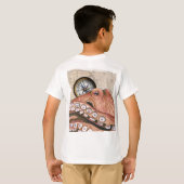 赤タココンパスヴィンテージマップのベージュ Tシャツ (裏面フル)