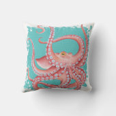 赤タコティール(緑がかった色)ステンドグラス クッション (裏面)