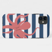 赤タコモダンビーチ白ネイビーブルーストライプの Case-Mate iPhoneケース (裏面(横))