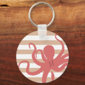 赤タコモダンビーチ白砂ストライプの キーホルダー (正面)