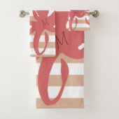 赤タコモダンビーチ白砂ストライプの バスタオルセット (インサイチュ)