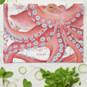 赤タコヴィンテージマップ白 キッチンタオル (折り畳み)