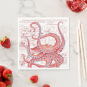 赤タコヴィンテージマップ白 スタンダードランチョンナプキン (インサイチュ)