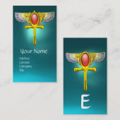 赤タリスマン、エジプト翼アンク、コルヌコピアティール(緑がかった色) 名刺 (正面/裏面)