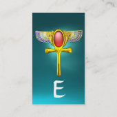 赤タリスマン、エジプト翼アンク、コルヌコピアティール(緑がかった色) 名刺 (裏面)