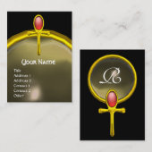 赤タリスマンRUBYモノグラム明るい黄色の灰色 名刺 (正面/裏面)