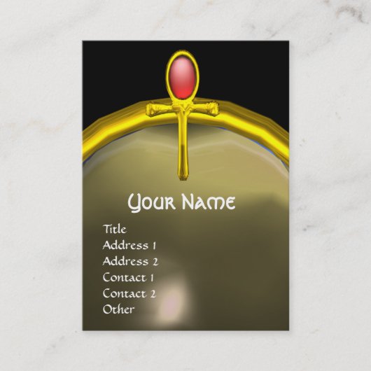 赤タリスマンRUBYモノグラム明るい黄色の灰色 名刺 (正面)