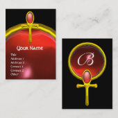 赤タリスマンRUBYモノグラム鮮やかな黒い黄色 名刺 (正面/裏面)