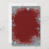 赤ターコイズブルー雪の結晶クリスマスパーティー 招待状 (裏面)