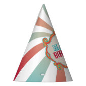 赤ターコイズブルー ヴィンテージ サーカス カーニバル 誕生日 パーティーハット (左)