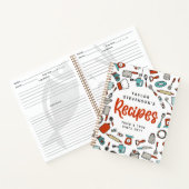 赤ターコイズ手描き料理レシピ ノートブック (内部)