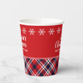 赤タータンチェックのプレイドモダンクリパーソナライズされたスマス 紙コップ (左)