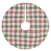 赤タータンチェッククリスマスツリーのベースカバーアップ ブラッシュドポリエステルツリースカート (正面)